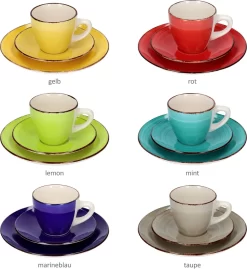 18tlg Kaffeeservice Malaga Kaffee Tee-Gedeck 6Pers Kaffeetassen Dessertteller Abstrakt Handbemalt -Küchenkochgeschirr Geschäft 01ebcafbffbd5423d4119c012ee08a68