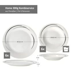 Mambo-Cat Kaffee-Tasse Porzellan-Becher Geschirr-Set Schüssel Bowl-Schale Tafel-Zubehör Suppen-Schälchen Speise-Teller Käse-Wurst Ess-Platte Frühstücks-Buffet Brunch Kuchen-Dessert Home Streifen-Grau Schwarz-Creme Kombi-Service Sechs-Personen -Küchenkochgeschirr Geschäft 0340c9281ab81c10f11f126e8487123b