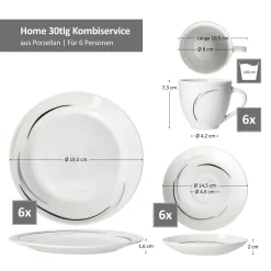 Mambo-Cat Kaffee-Tasse Porzellan-Becher Geschirr-Set Schüssel Bowl-Schale Tafel-Zubehör Suppen-Schälchen Speise-Teller Käse-Wurst Ess-Platte Frühstücks-Buffet Brunch Kuchen-Dessert Home Streifen-Grau Schwarz-Creme Kombi-Service Sechs-Personen -Küchenkochgeschirr Geschäft 0c02df588bed056bd0fb9869f6e1ec8f