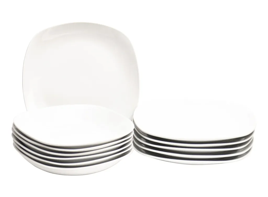 Tafelservice Atrium 12tlg. Für 6 Personen Porzellan Weiß Geschirr Essteller Suppenteller Teller 1 Tafelservice Atrium 12tlg. Für 6 Personen Porzellan Weiß Geschirr Essteller Suppenteller Teller