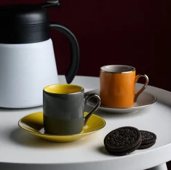 Artvigor, Porzellan Kaffeeservice, Bunt 12 Teilig Kaffee Set, Mit 6 Espressotassen 80 Ml, 6 Untertassen, Mehrfarbig -Küchenkochgeschirr Geschäft 1b76d9e90f39b905d9c1b3d8ae9e45ba