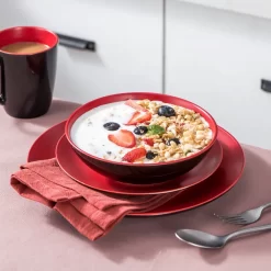 Vancasso Tafelservice Steinzeug, Allegro 16 Teiliges Essgeschirr Kombiservice, Handbemaltes Geschirrset Für 4 Personen, Vintage Rot -Küchenkochgeschirr Geschäft 1b83342f95e6ac927fdabdaa7d543ab2