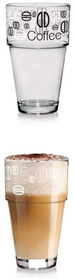 Latte-Macchiato Glas, Glas-Becher Mit Aufdruck, Spülmaschinengeeignete Kaffee-Gläser, 6er Set, Von James Premium® -Küchenkochgeschirr Geschäft 1dcc422082f5c3bc7a3b9cba648b6504