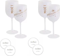 Moët & Chandon Champagnergläser ICE IMPERIAL 450ml Aus Acryl Set Mit 4 Gläsern Inkl. Untersetzer