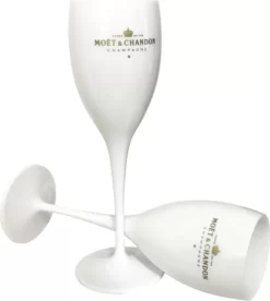 Moët Chandon Champagner Gläser 2x Set Weinglas Weiß Gold Champagnergläser Luxus
