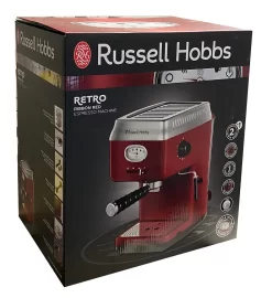 Russell Hobbs Espressomaschine Retro Rot Siebträger (15 Bar, 2 Tassen-Einsätze, 1,1l Abnehmbarer Wassertank, Dampf-Milchschaumdüse, Portionierlöffel Mit Tamper) Kaffeemaschine -Küchenkochgeschirr Geschäft 27cfd65727514dc75332fc9707f68673
