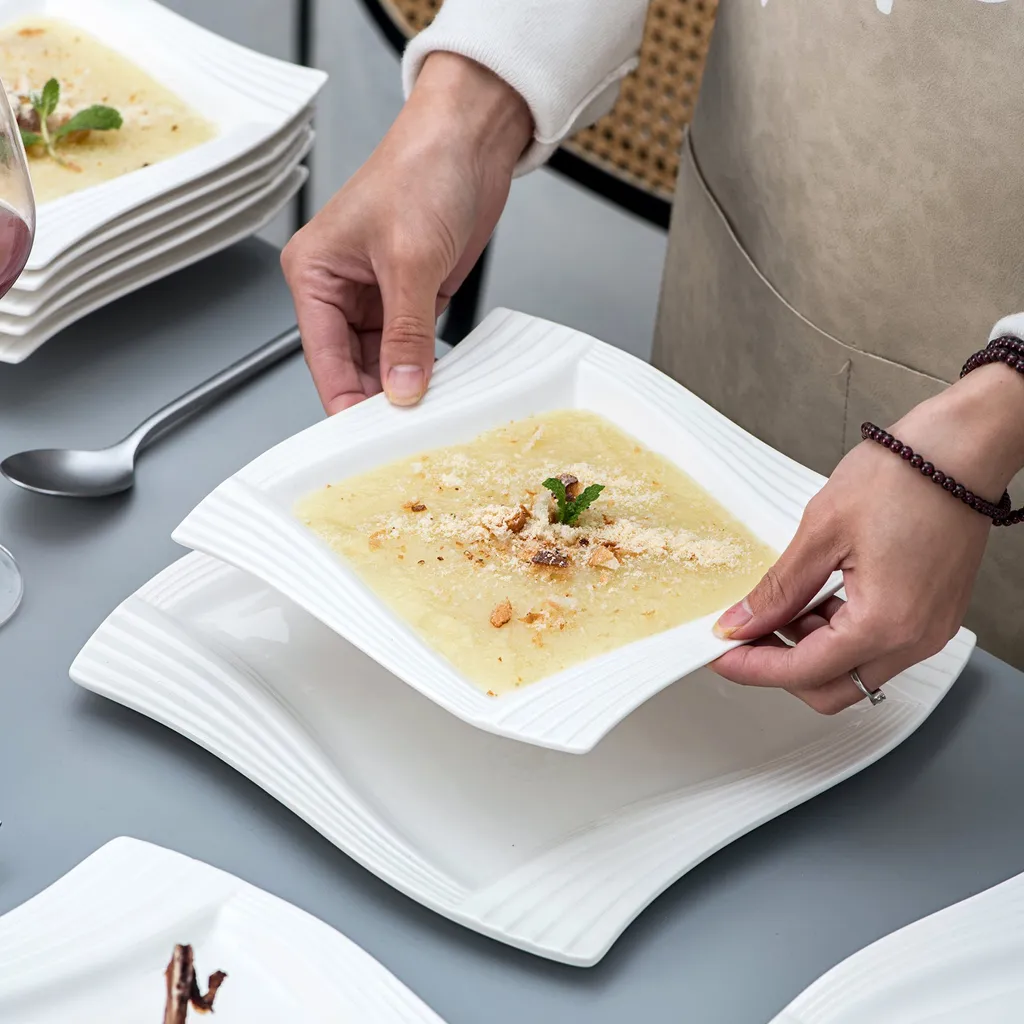 MALACASA, Serie Amparo, Porzellan Tafelservice 24 Tlg. Kombiservice 12 Speiseteller Und 12 Suppenteller Für 12 Personen 3 MALACASA, Serie Amparo, Porzellan Tafelservice 24 Tlg. Kombiservice 12 Speiseteller Und 12 Suppenteller Für 12 Personen – Bild 3