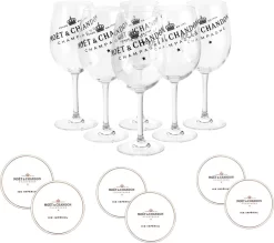 Moët & Chandon Champagner Gläser Klar Aus Echtglas Im 6er Set Inkl. Moët Untersetzer