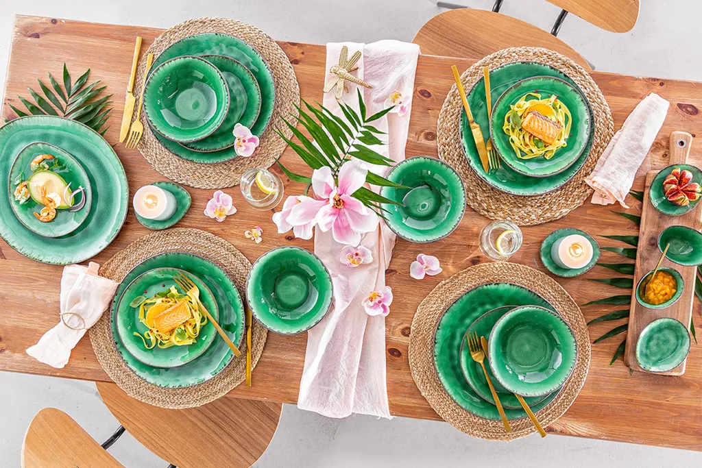 Sänger SÄNGER Steingut Geschirrset Palm Beach, Tafelservice & Servierplatten Set 23 Teilig Für 4 Personen 2 Sänger SÄNGER Steingut Geschirrset Palm Beach, Tafelservice & Servierplatten Set 23 Teilig Für 4 Personen – Bild 2