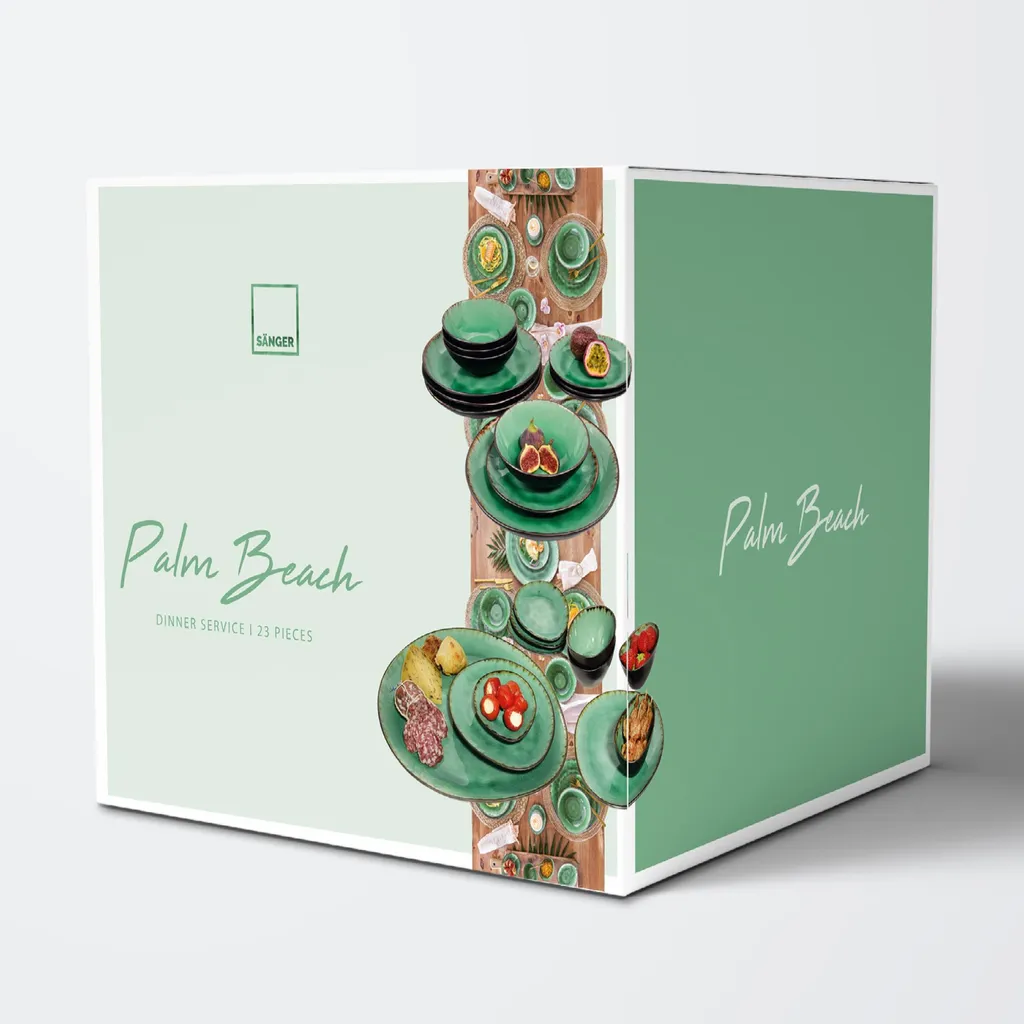 Sänger SÄNGER Steingut Geschirrset Palm Beach, Tafelservice & Servierplatten Set 23 Teilig Für 4 Personen 4 Sänger SÄNGER Steingut Geschirrset Palm Beach, Tafelservice & Servierplatten Set 23 Teilig Für 4 Personen – Bild 4