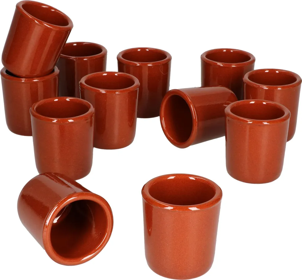 MamboCat 12er Ton Schnapsbecher 50 Ml Vollglasiert Shot-Glas Mediterran Unikat Handarbeit Tonbecher 1 MamboCat 12er Ton Schnapsbecher 50 Ml Vollglasiert Shot-Glas Mediterran Unikat Handarbeit Tonbecher