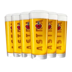 6 Stück Astra Bier Frankonia Glas Gläser-Set, 0,5 Liter, Von Rastal