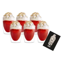 Lillet Glas 6er Set Glas 6x Gläser Mit Logo Für Heiße Getränke Doppelwandige Thermogläser Mit Deckel Limited Edition