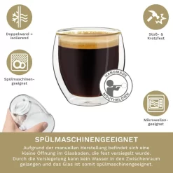 Creano Doppelwandige Espresso-Gläser, 4er-Set 100ml Thermo-Gläser Mit Schwebe-Effekt -Küchenkochgeschirr Geschäft 3e0340b6a58bcf25308e4877bac67977