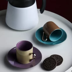 Artvigor, Porzellan Kaffeeservice, Bunt 12 Teilig Kaffee Set, Mit 6 Espressotassen 80 Ml, 6 Untertassen, Mehrfarbig -Küchenkochgeschirr Geschäft 43182232cb14a277f3be08c056bc4b80