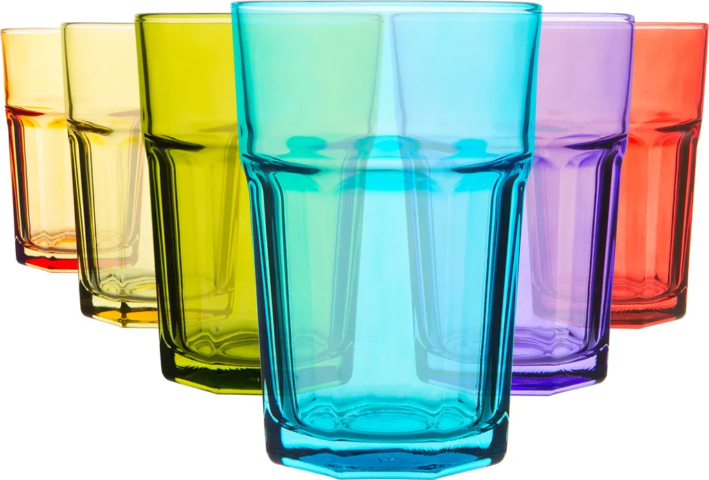 Rink Drink 6 Stück Farbige Gläser Highball-Set - Vibrant Multicolored Partei-Cocktail-Trinken Tumblers - 365ml - 6 Farben 1 Rink Drink 6 Stück Farbige Gläser Highball-Set - Vibrant Multicolored Partei-Cocktail-Trinken Tumblers - 365ml - 6 Farben