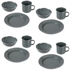 GRÄWE Camping Geschirr Set 4 Personen Grau