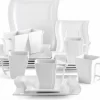MALACASA, Serie Flora, 18 Tlg . Set Cremeweiß Porzellan Kaffeeservice Geschirrset Mit Je 6 Kuchenteller, 6 Tasse 220ml, 6 Untertasse Für 6 Personen