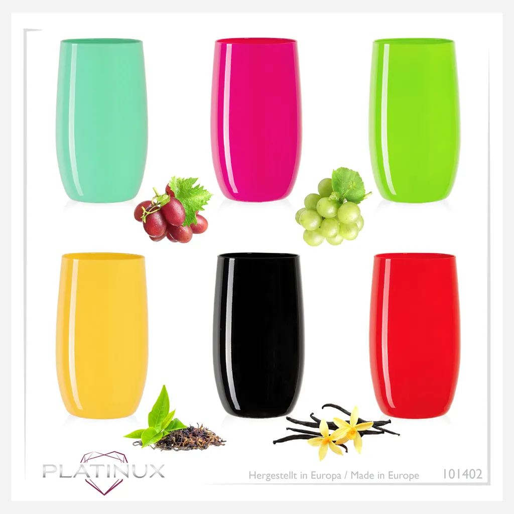 Bunte Elegante Trinkgläser 320ml (max. 400ml) Set 6 Teilig Wassergläser Saftgläser 6 Bunte Elegante Trinkgläser 320ml (max. 400ml) Set 6 Teilig Wassergläser Saftgläser – Bild 6