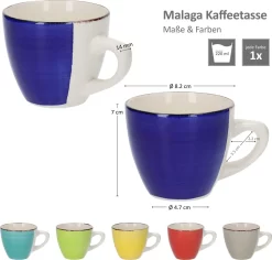 18tlg Kaffeeservice Malaga Kaffee Tee-Gedeck 6Pers Kaffeetassen Dessertteller Abstrakt Handbemalt -Küchenkochgeschirr Geschäft 4a8ff27a7143646c28d21a19b3f04755