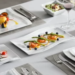 MALACASA, Serie Flora, 26 Tlg. Marmor Porzellan Geschirrset Kombiservice Tafelservice Mit 6 Schalen, 6 Dessertteller, 6 Suppenteller, 6 Speiseteller, 2 Rechteckigen Platten -Küchenkochgeschirr Geschäft 4ed95e3b51d244a049e669be20bb6bc5