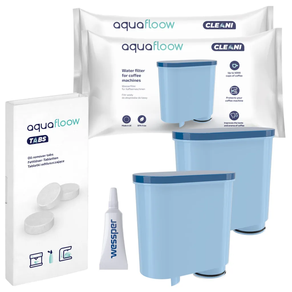 AquaFloow Set Für Philips/Saeco- 2x Wasserfilter, Gleitmittel 5g, Reinigungstabletten 10 X 2g 1 AquaFloow Set Für Philips/Saeco- 2x Wasserfilter, Gleitmittel 5g, Reinigungstabletten 10 X 2g