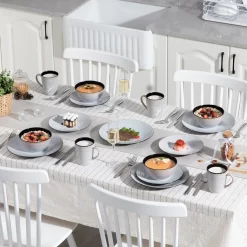 Kombiservice Steinzeug, Vancasso PLUVO Tafelservice, 16-teiliges Ess Geschirrset Mit Je 4 Speisetellern, Kuchentellern, Schalen Und Tassen Für 4 Personen -Küchenkochgeschirr Geschäft 598d209f96defbdca3bfabaff8c90515