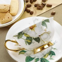 Panbado Floral Kaffeetassen Aus Premium Bone China Porzellan, Beinhaltet 1 Tassen 200 Ml, 1 Untertassen, Und 1 Löffel -Küchenkochgeschirr Geschäft 59ef451ba497f0cde4c106873cdd7da3
