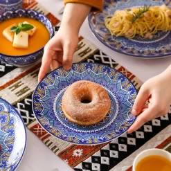 Vancasso Tafelservice Porzellan, Mandala 16 Teiliges Essgeschirr Kombiservice, Handbemaltes Geschirrset Für 4 Personen, Böhmischer Stil -Küchenkochgeschirr Geschäft 5f22794ef3ef554c4f82b95de141815c