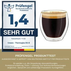 Creano Doppelwandige Espresso-Gläser, 4er-Set 100ml Thermo-Gläser Mit Schwebe-Effekt -Küchenkochgeschirr Geschäft 60b5534962f8254466d484c1de88b9f1