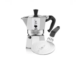 Bialetti Moka Express, Espressokocher 6Tassen + Adapterplatte Induktion