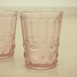 Wassergläser Solange Reliefmuster 6xSet Rosa Transparent 265ml