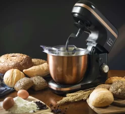 Bestron 4-in-1 Küchenmaschine, 7 Geschwindigkeitsstufen, Inkl. Schneebesen, Knethaken Und Rührarm, Mit Spritzschutz & 2,5 Liter Rührschüssel, 1000W, Farbe: Kupfer -Küchenkochgeschirr Geschäft 6c6267356fad4dc71d98e85883a1e862