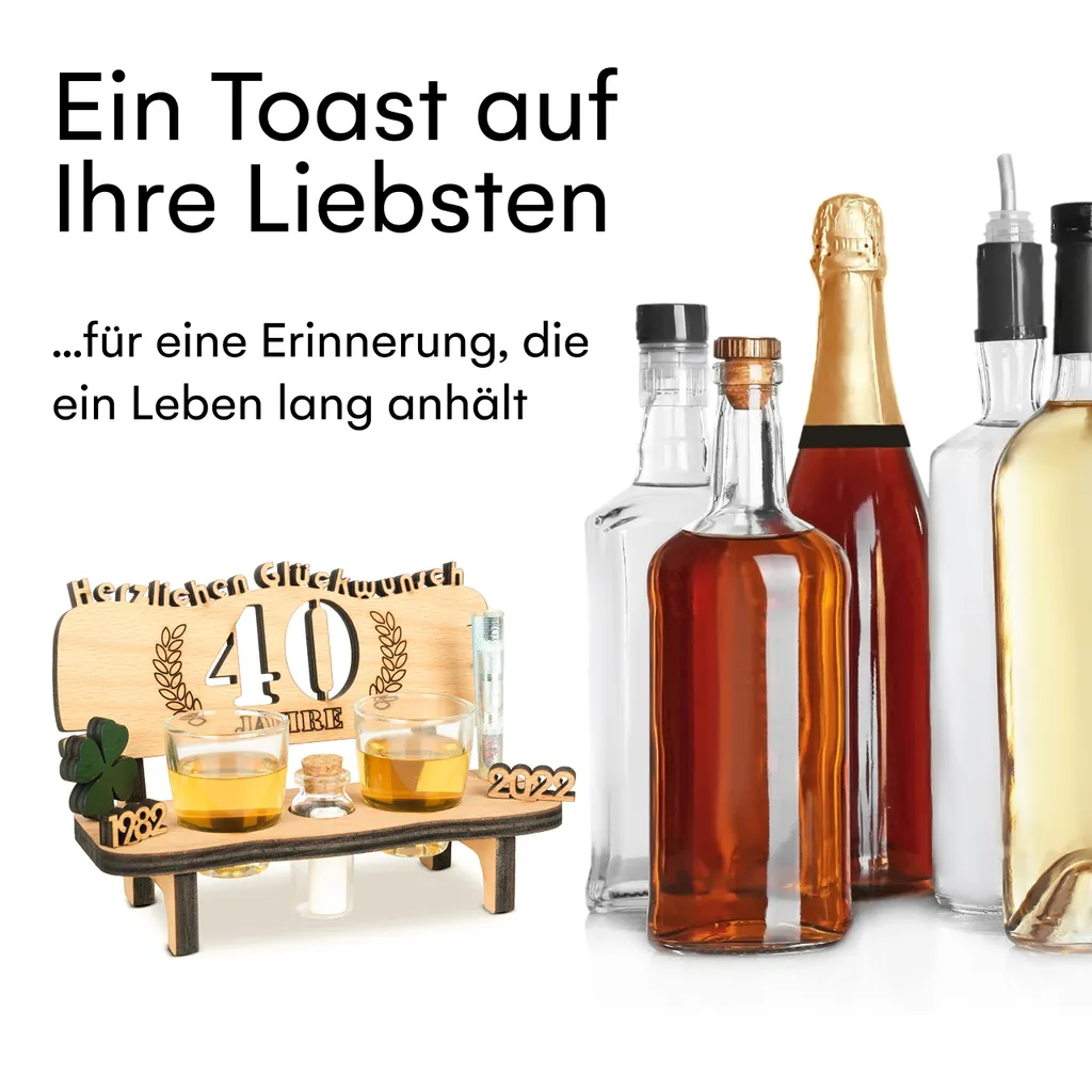 Brynnberg Schnapsbank Mit Jahreszahl Zum Geburtstag - Holz Lorbeerkranz Mit Zahl 40 Jahre Hochzeitstag Und Jahrestag Oder Geburtstag - Schnapsgläser Latte Mit 2 Gläsern 6 Brynnberg Schnapsbank Mit Jahreszahl Zum Geburtstag - Holz Lorbeerkranz Mit Zahl 40 Jahre Hochzeitstag Und Jahrestag Oder Geburtstag - Schnapsgläser Latte Mit 2 Gläsern – Bild 6