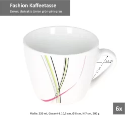 Van Well 18tlg. Kaffeeservice "Fashion" -Küchenkochgeschirr Geschäft 70dc860fcac5ab0ce64cfe536506a8eb