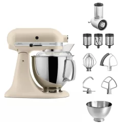 KitchenAid 4,8 L 5KSM175 Artisan Küchenmaschine Beginnerset Mit Gemüseschneider, Farbe:Honey