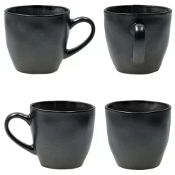 18tlg. Kaffeeservice Reactive Glaze Grey Black Steingut Teller Tasse Schwarz -Küchenkochgeschirr Geschäft 7406ceead1b1a509f635ac2ed812173a