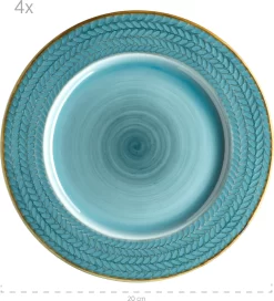 Mäser 931944 Tafelservice Prospero Für 4 Personen, Porzellan, Blau (1 Set, 8-teilig)