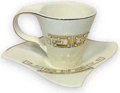 12-teiliges Medusa Mäander Kaffeeservice Mit Goldschliff Kaffeetassen Für 6 Personen 6 Tassen + 6 Untertassen Weiß-Gold Genießen Servieren Kaffee -Küchenkochgeschirr Geschäft 85fdbcbedd792d1d0906c46437521041