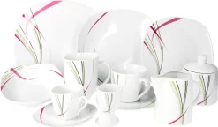 Kombiservice 62 Tlg. Fashion, Eckige Form -Küchenkochgeschirr Geschäft 876612a2cd45fc48e5ed0eb0b8f7ac14