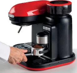 Ariete Siebträger-Espressomaschine Moderna Mit Kaffeemühle Und Aufschäumdüse, Rot/schwarz -Küchenkochgeschirr Geschäft 876ecdd6eb6364f1630856a0568ba46c
