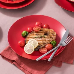 Vancasso Tafelservice Steinzeug, Allegro 16 Teiliges Essgeschirr Kombiservice, Handbemaltes Geschirrset Für 4 Personen, Vintage Rot -Küchenkochgeschirr Geschäft 88b68b81633c725b4c801202599a94dc