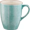 Bonna Premium Porcelain AAQMUG03KKN Aura Aqua Bockbecher, Kaffeebecher, Kaffeetasse, 8.2x11.4cm, 330ml, Porzellan, Türkis, 1 Stück