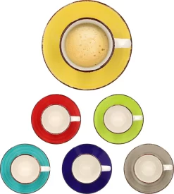 18tlg Kaffeeservice Malaga Kaffee Tee-Gedeck 6Pers Kaffeetassen Dessertteller Abstrakt Handbemalt -Küchenkochgeschirr Geschäft 89db7d3658020229d9ea042645890fc3