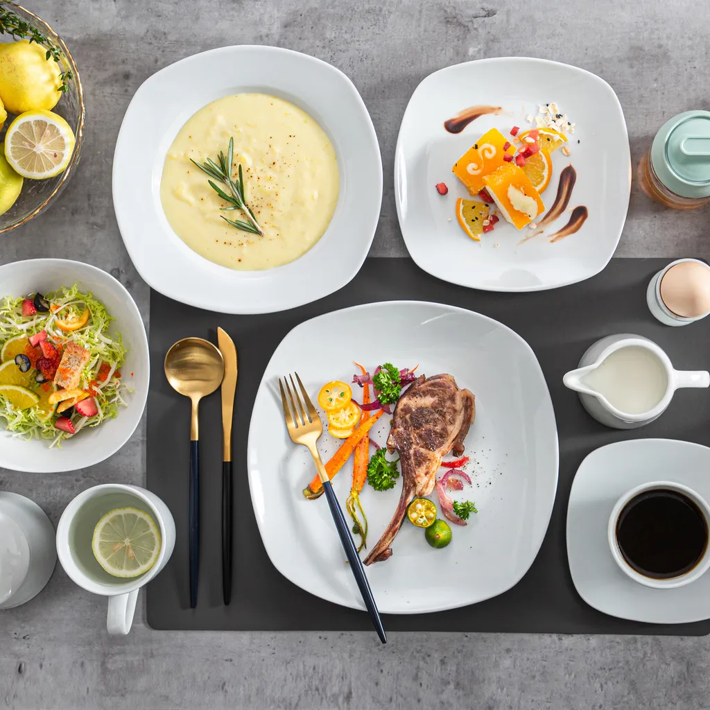 MALACASA, Serie Elisa, 50-teilig Tafelservice Aus Porzellan Für 6 Personen, Kombiservice Frühstückservice Kaffeeservice Mit Eierbecher, Kaffeetassen, Untertassen, Müslischalen, Dessertteller 4 MALACASA, Serie Elisa, 50-teilig Tafelservice Aus Porzellan Für 6 Personen, Kombiservice Frühstückservice Kaffeeservice Mit Eierbecher, Kaffeetassen, Untertassen, Müslischalen, Dessertteller – Bild 4