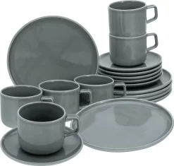 CreaTable 16734 Kaffeeservice Chef Collection Für 6 Personen, Porzellan, Grau (1 Set, 18-teilig) -Küchenkochgeschirr Geschäft 8f8d79f5cb7939cd486b0fe95facdbea