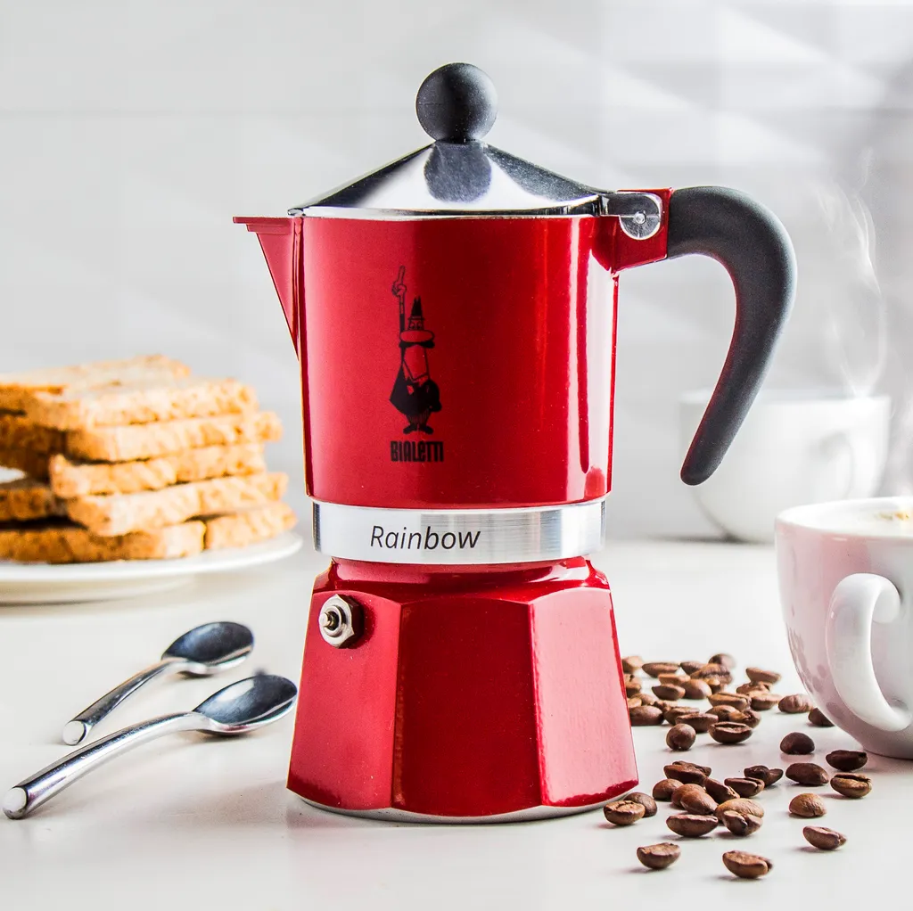 Bialetti Rainbow, Italienische Espresso-Kaffeemaschine, Aluminium, 3 Tassen, Rot 8 Bialetti Rainbow, Italienische Espresso-Kaffeemaschine, Aluminium, 3 Tassen, Rot – Bild 8