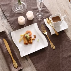 MALACASA, Serie Flora, 18 Tlg . Set Cremeweiß Porzellan Kaffeeservice Geschirrset Mit Je 6 Kuchenteller, 6 Tasse 220ml, 6 Untertasse Für 6 Personen -Küchenkochgeschirr Geschäft 91b8bec01debdb26bdbda7f25bfc050f