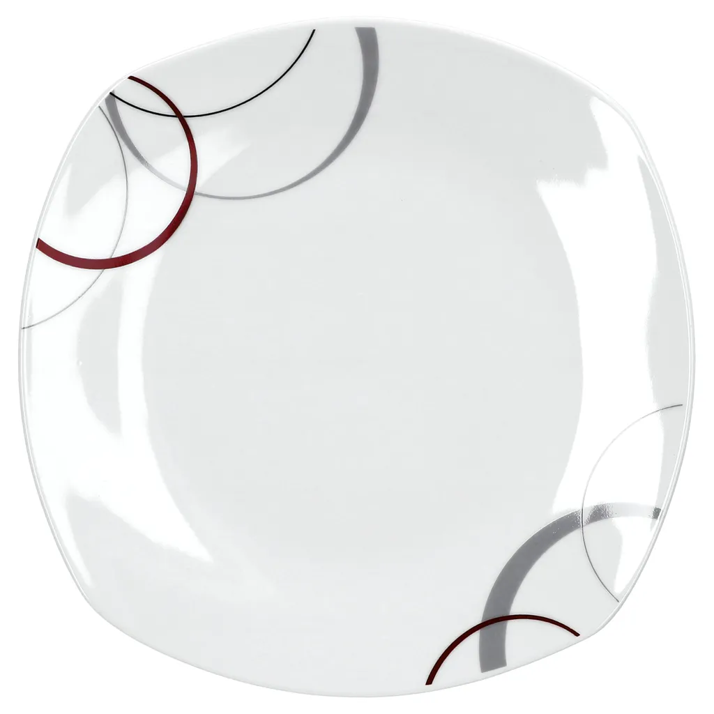Kaffeeservice Palazzo 18tlg. - Weiß MitNachbildung-Kreisen In Grau Und Dunkelrot - Für 6 Personen 2 Kaffeeservice Palazzo 18tlg. - Weiß MitNachbildung-Kreisen In Grau Und Dunkelrot - Für 6 Personen – Bild 2