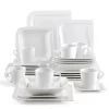 MALACASA, Serie Joesfa, 30 Tlg. Cremeweiß Porzellan Geschirrset Kombiservice Tafelservice Im Eleganten Design Mit Je 6 Tassen, 6 Untertassen, 6 Dessertteller, 6 Suppenteller Und 6 Speiseteller